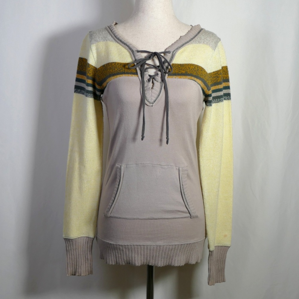 Free People Womens Y2K Boho Grunge Lace Up Hoodie Size S Indie Hippie Festival